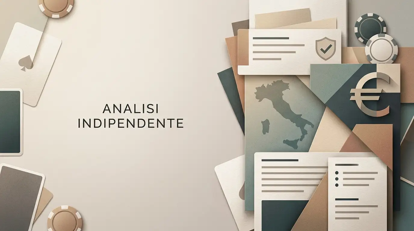 Illustrazione informativa astratta di una valutazione di casinò online per lettori italiani